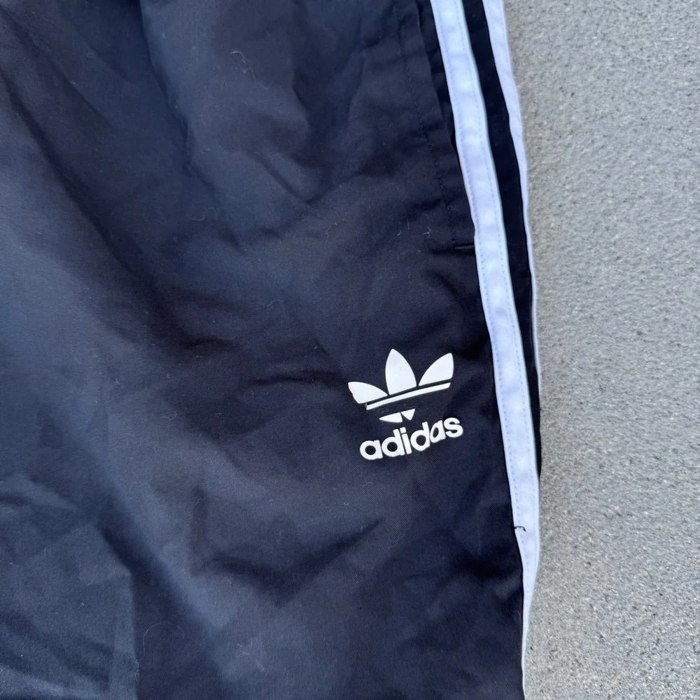 Adidas Originals Mens 3-Stripe Track Shorts Black White Trefoil Logo Small